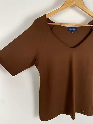 £5 • Buy Luisa Spagnoli Brown V-neck T-shirt Size XL Fit 16