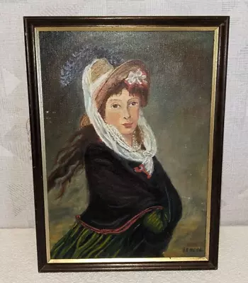 Vintage Oil Painting On Board Portrait Framed Size 15 X 11 In • £26.99