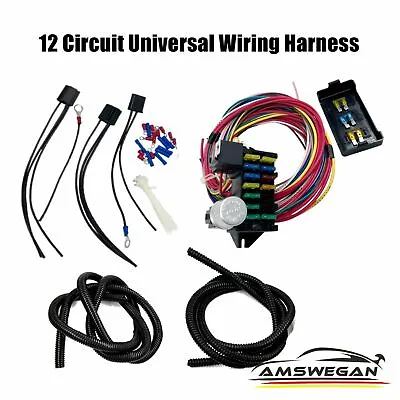 $49.11 • Buy Universal 12 Circuit W/ 15 Fuse Taps Wiring Harness Hot Street Rods Classic Cars