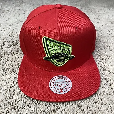 New Jersey Nets Mitchell & Ness Hat Reverse Grinch Team Snapback HWC Red Cap NWT • $22.07