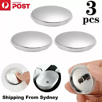 3Pcs Chrome Basin Waste Pop Up Bathroom Sink Push Button Sink Click Clack Plug • $11.21