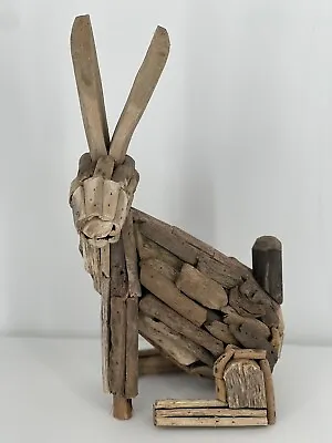 Driftwood Rabbit Sculpture. Unique Art Work Made From Reclaimed Wood Pieces • $67.69