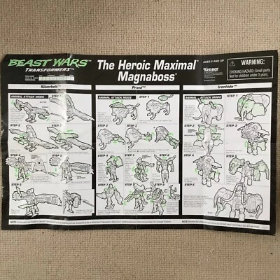£14.50 • Buy TRANSFORMERS BEAST WARS: Magnaboss Instruction Sheet Only (black Version). RARE