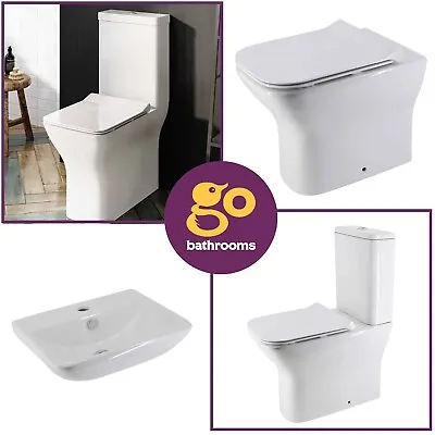 Horton Bathroom Wash Basin BTW Toilet Rimless Close Coupled Toilet Antibacterial • £111.31