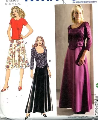 Uncut Kwik Sew Sewing Pattern Ladies Pullover Top A Line Zipper Skirt Size 8-24 • $8.80
