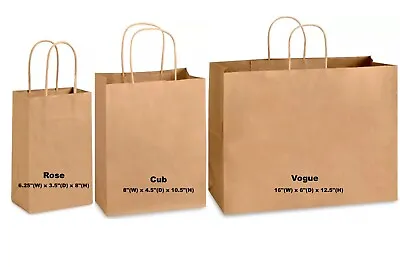 $9 • Buy Kraft Paper Bag Party Shopping Gift Bags Retail Merchandise With Handles