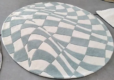 BLUE / IVORY 6' X 6' Round Back Stain Rug Reduced Price 1172749692 SOH763A-6R • $124