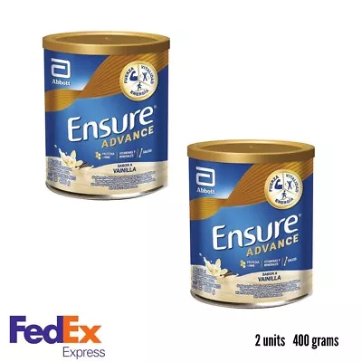 $58.99 • Buy ENSURE ADVANCE FOOD SUPPLEMENT VANILLA 2 Units Lot 1(400 GRS EA.) FREE SHIPPING!