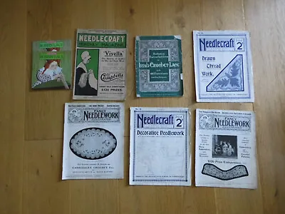 Antique Needlecraft Magazines Needlework 1908  1920s Fancy Needlework Lace Lot • £9.99