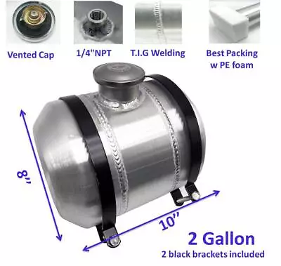 2 Gallons ▲Center Fill Aluminum Fuel Gas Tank W/ Accessories 1/4 NPT 8  X10  • $90.88