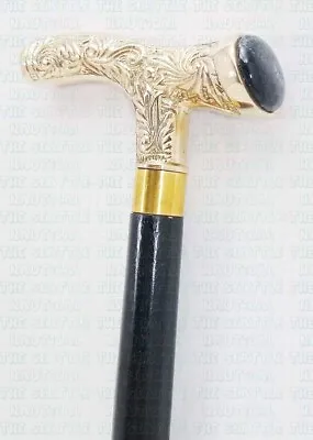 Beautiful Steampunk Brass Derby Head Handle Wooden Cane 37  Walking Stick New • $37.27
