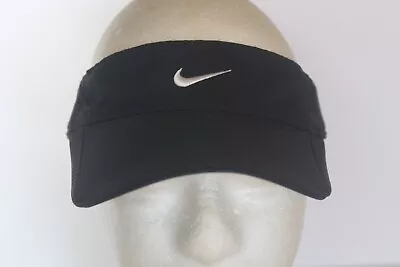 Nike Golf Visor Black W/ White Center Embroidered Logo Adjustable Hook And Loop • $13.99