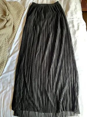 £13 • Buy ASOS Black Maxi Sheer Pleated Skirt (UK Size 6)