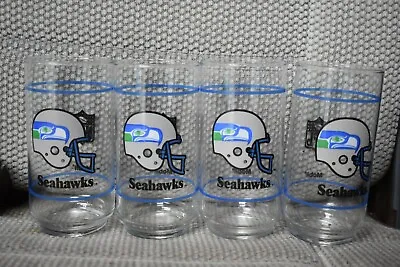 $54.95 • Buy Vintage 80's Seattle Seahawks / Mobile Gas Collectible Glass Tumblers ~ Set Of 4