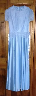 1985 Robin Egg Blue Formal Evening Gown Hand Tailored Approx Size 10 • $15.99