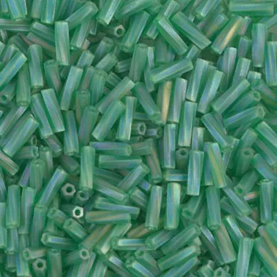 Miyuki Twisted Bugle Beads 6mm 17.5GM Matte Green AB • $3.99