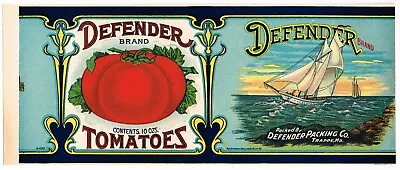 Original Vintage Can Label Maryland 1920 Defender Sailing Yacht General Store • $3.95