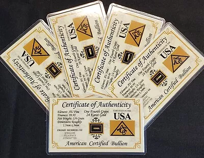 GOLD BAR X5 ACB 1/4GRAIN 24K SOLID BULLION MINTED 9999 FINE CERT/AUTHENTICITY* • $14.98