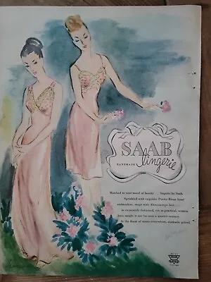 1946  Womens Saab Pink Nightgown Gown Slip Handmade Lingerie Vintage Ad • $14.99