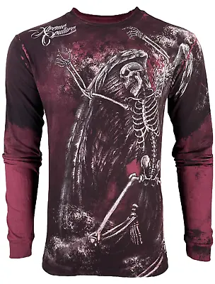 Xtreme Couture By Affliction Men's Long Sleeve T-shirt Relinquish Skull Wings S- • $27.99