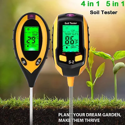 5 In1 LCD Digital Soil PH Meter Tester Temperature Sunlight Fertility Hygrometer • $7.84