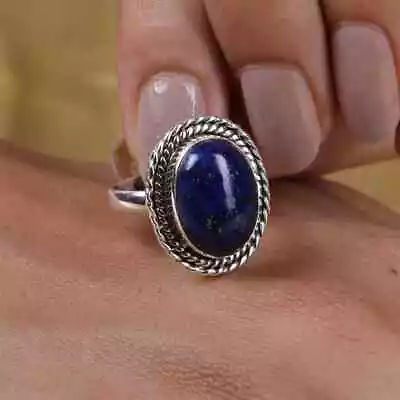 Lapis Lazuli~ 925 Sterling Silver Band &Statement Ring Handmade Ring All Size • $13.29