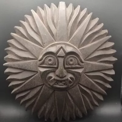 Vintage Wooden Incan Sun God Carved Art Wall Hanging 10” • $17.99