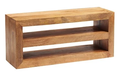 £295.99 • Buy Modern Solid Mango Wood 2 Shelves Open TV Media Cabinet Unit For Living Room