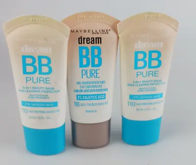 3 Pack Maybelline Dream Bb Pure 8 In 1 Beauty Balm 110 Light/medium Sheer Tint • $18.95