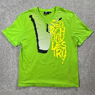 Vintage Y2k Vurt Mens V-Neck T Shirt Search And Destroy Short Sleeve Green XL • $21.95