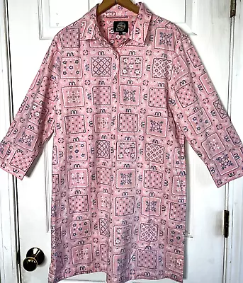 Women Sz Large Reyn Spooner Polo Dress Pullover Button 3/4 Sleeve Pink Cotton • $39.99