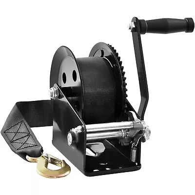 VEVOR 1600lbs Hand Winch Heavy Duty Hand Crank 33ft Polyester Strap For Boat/ATV • $39.99