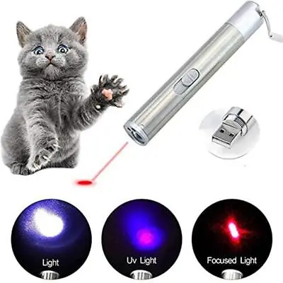 3 In 1 Multi Function Premium Cat Toy Laser Pointer USB Charging LED Torch Light • $8.49