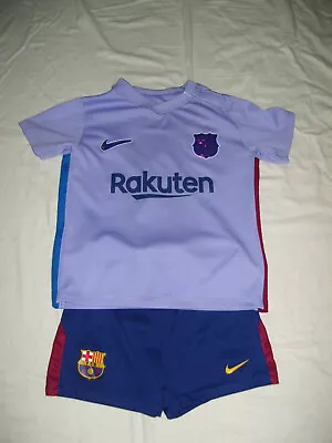 £2 • Buy Little Boys Nike Official Barcelona Football Shirt And Shorts Age 18-24 Months