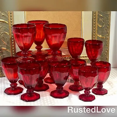 $191 • Buy 14 Ruby Red Parfait Glasses, 9 Large / 5 Small Dessert Cups Set - 14 Red *