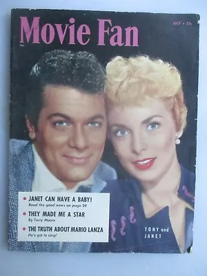 Movie Fan Magazine - July 1953 Issue - Tony Curtis & Janet Leigh Cover • $6.99