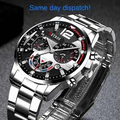 $18.99 • Buy Men’s Fashion Luxury Business Casual Stainless Steel Watch Quartz Luminous Watch