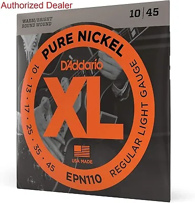 Pure Nickel Electric Guitar Strings  D'Addario EPN110  10-45 Light • $9.02