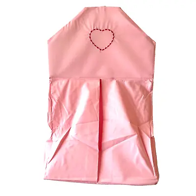 Handmade Nappy Storage Wall Hanging Caddy Pink Cotton Embroidered Heart Diaper • £11.88