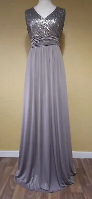 JOHN LEWIS Silver Sequin Grecian Maxi Dress Size 18 Evening Long Party Wedding  • £39.99
