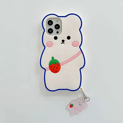 £5.39 • Buy 3D Bear Strawberry Phone Case For IPhone 13 12 11 Pro Max XS XR 6 7 8 SE 2020