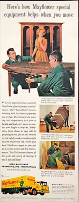 1962 Mayflower Movers Vintage Print Ad Truck Housewife Overseeing Furniture Move • $13.14