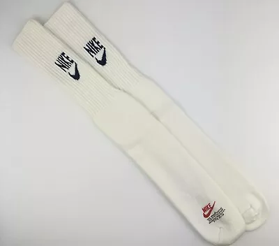 Vintage Nike BLUE Logo Socks 80s 90s Swoosh Spell Out Crew Men VTG Size 10-13 • $34.99