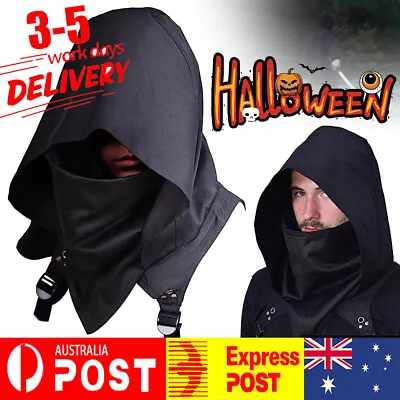 Assassin Cowl Hat Halloween Costume Medieval Hooded Cloak Cape Crop Top Cosplay • $18.90