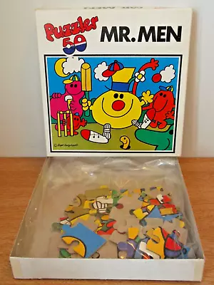 Mr. Men Playing Cricket - Puzzler 50 Big Piece Hestair Jigsaw Puzzle - Vintage • £8.93