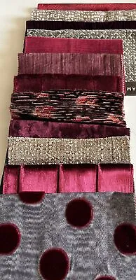 12+ MIXED LOT UPHOLSTERY/DRPERY Burgundy Wine Colors  Fabric Samples Velvet LUX • $16