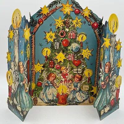 Vintage Christmas Advent Calendar W Germany Angels Children Tree Star Carols • $19.99