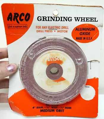 RARE Vtg ARCO Grinding Wheel No.1342M 4 D 3/4 W 1/2  Bore Medium Grit USA NOS • $24.99