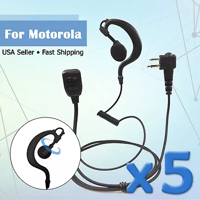 5x Swivel Earpiece Headset With PTT For Motorola Radios CP200 CLS1110 CLS1410 • $54