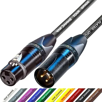 Van Damme Microphone Cable Male To Female Black Gold XLR Neutrik Lead UPOFC • £29.49